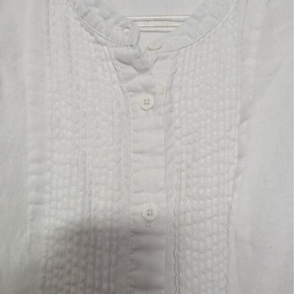 Grace Elements 100% Linen Smocked Shirt Womens Size XL White Button Front - Picture 4 of 12